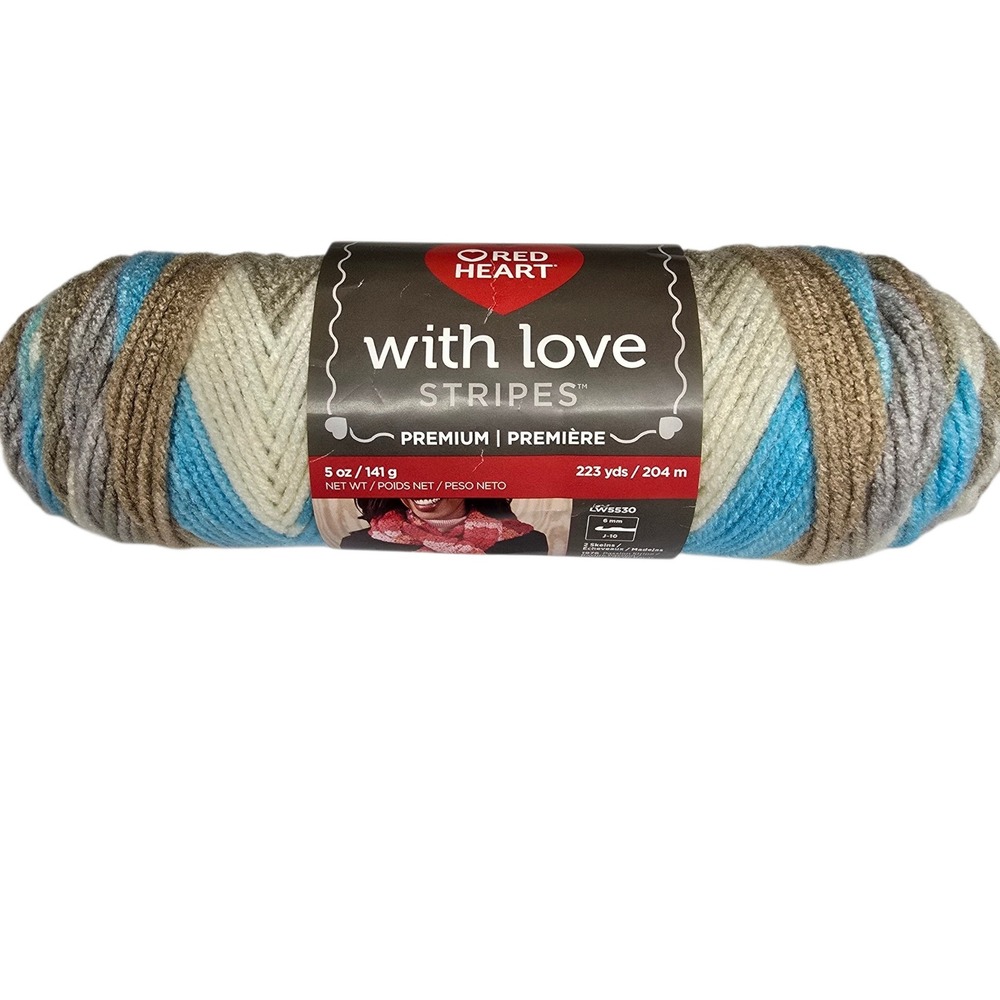 Red Heart With Love Stripes Sandbar Stripe Acrylic Yarn 5oz 223yds E400-1975